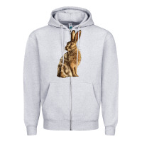 Heather Grey Hares Zipper Hoodie - LillyAllenDesigns