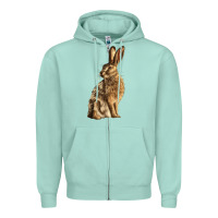 Seafoam Hares Zipper Hoodie - LillyAllenDesigns