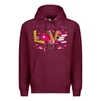 Burgundy in october we wear pink teacher Premium Hoodie - LillyAllenDesigns