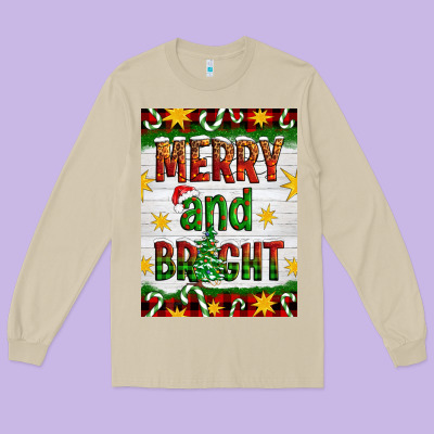 Merry And Bright Long Sleeve Tee Designed By Artiststas