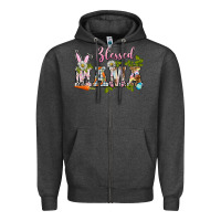 Charcoal Heather blessed mama easter Zipper Hoodie - BarkalooDesign