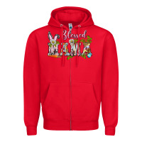 Red blessed mama easter Zipper Hoodie - BarkalooDesign