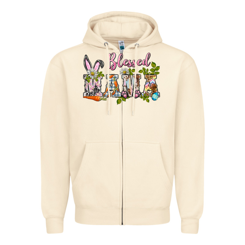 Blessed Mama Easter Zipper Hoodie by BarkalooDesign | Teevron