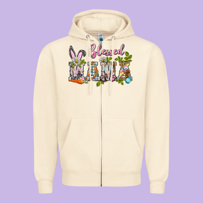Blessed Mama Easter Zipper Hoodie Designed By Barkaloodesign
