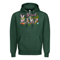 Sports Green blessed mama easter Zipper Hoodie - BarkalooDesign