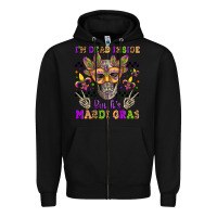 Black i'm dead inside but it's mardi gras Zipper Hoodie - Jasminsmagicworld