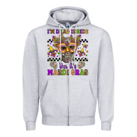 Heather Grey i'm dead inside but it's mardi gras Zipper Hoodie - Jasminsmagicworld