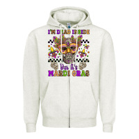 Oatmeal Heather i'm dead inside but it's mardi gras Zipper Hoodie - Jasminsmagicworld