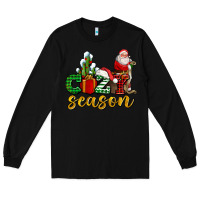 Black cozy season with santa christmas tree cactus and gift Long Sleeve Tee - AdoDesignShop