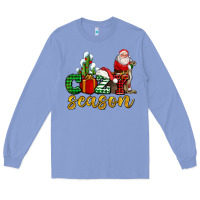 Colony Blue cozy season with santa christmas tree cactus and gift Long Sleeve Tee - AdoDesignShop