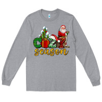 Heather Grey cozy season with santa christmas tree cactus and gift Long Sleeve Tee - AdoDesignShop