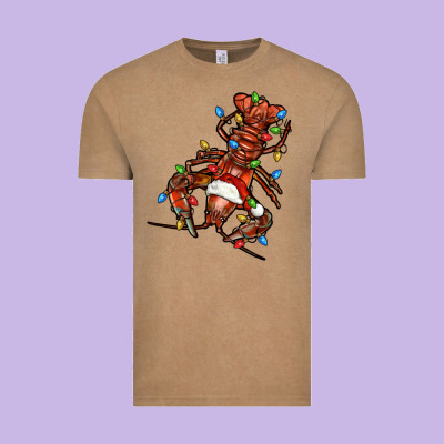 Christmas Crawfish Vintage Tee Designed By Fadigitalartstudio