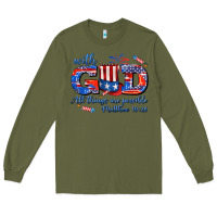 Army Green with god all things are possible usa Long Sleeve Tee - AdoDesignShop