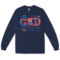 Navy with god all things are possible usa Long Sleeve Tee - AdoDesignShop