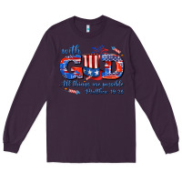 Plum with god all things are possible usa Long Sleeve Tee - AdoDesignShop