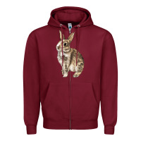 Burgundy Rabbit Zipper Hoodie - LillyAllenDesigns