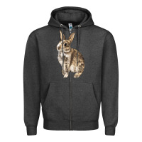 Charcoal Heather Rabbit Zipper Hoodie - LillyAllenDesigns