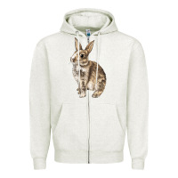 Oatmeal Heather Rabbit Zipper Hoodie - LillyAllenDesigns