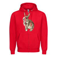 Red Rabbit Zipper Hoodie - LillyAllenDesigns