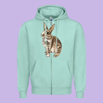Rabbit Zipper Hoodie Designed By Lillyallendesigns