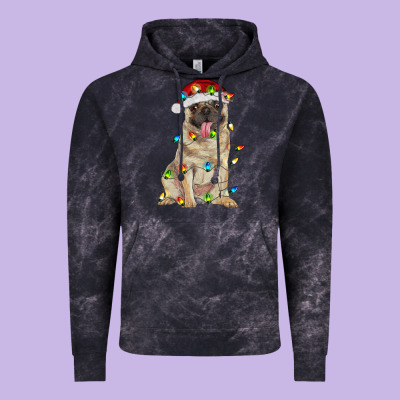 Pug With Christmas Lights Vintage Hoodie Designed By Ranaportraitstore