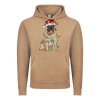 Vintage Coffee pug with christmas lights Vintage Hoodie - RanaPortraitStore