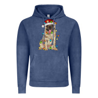Vintage Denim pug with christmas lights Vintage Hoodie - RanaPortraitStore
