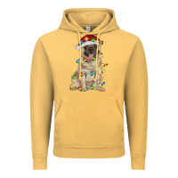 Vintage Mustard pug with christmas lights Vintage Hoodie - RanaPortraitStore