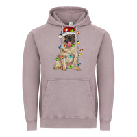 Vintage Zinc pug with christmas lights Vintage Hoodie - RanaPortraitStore