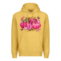 Antique Gold breast cancer awareness pink pumpkins Premium Hoodie - LillyAllenDesigns