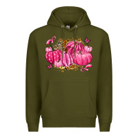 Army Green breast cancer awareness pink pumpkins Premium Hoodie - LillyAllenDesigns