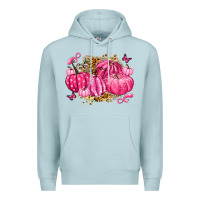 Blue Mist breast cancer awareness pink pumpkins Premium Hoodie - LillyAllenDesigns