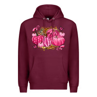 Burgundy breast cancer awareness pink pumpkins Premium Hoodie - LillyAllenDesigns
