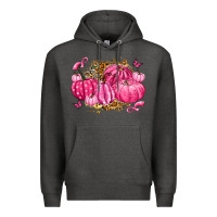 Charcoal Heather breast cancer awareness pink pumpkins Premium Hoodie - LillyAllenDesigns