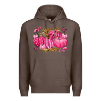 Coffee breast cancer awareness pink pumpkins Premium Hoodie - LillyAllenDesigns