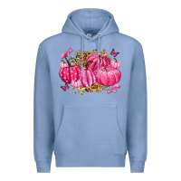 Colony Blue breast cancer awareness pink pumpkins Premium Hoodie - LillyAllenDesigns