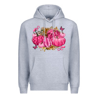 Heather Grey breast cancer awareness pink pumpkins Premium Hoodie - LillyAllenDesigns