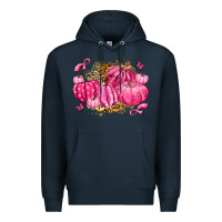 Navy breast cancer awareness pink pumpkins Premium Hoodie - LillyAllenDesigns
