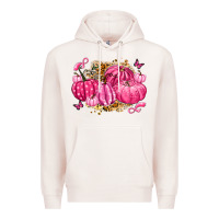 Pale Pink breast cancer awareness pink pumpkins Premium Hoodie - LillyAllenDesigns