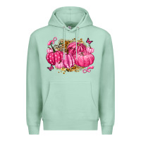 Seafoam breast cancer awareness pink pumpkins Premium Hoodie - LillyAllenDesigns