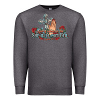 Charcoal Heather she will not fail psalm christian cross pray Premium Sweatshirt - NancyCooperArtShop