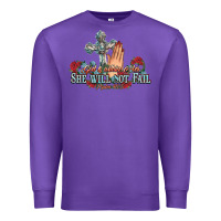 Purple she will not fail psalm christian cross pray Premium Sweatshirt - NancyCooperArtShop