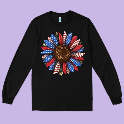 Usa Flag Camouflage Sunflower Long Sleeve Tee Designed By Jahusdesignshop