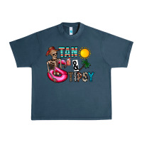 Midnight Navy Tan Tipsy Urban Heavy Tee - CowhideDigitalArt