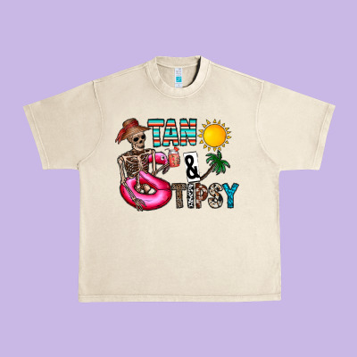 Tan Tipsy Urban Heavy Tee Designed By Cowhidedigitalart