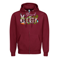 Burgundy blessed gigi easter Zipper Hoodie - BarkalooDesign