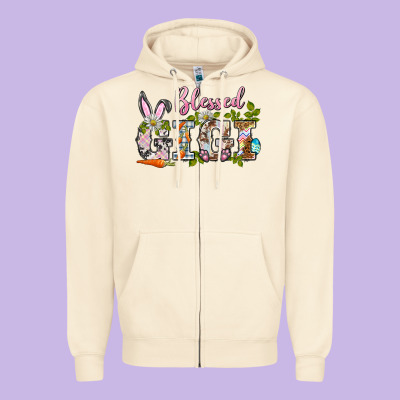 Blessed Gigi Easter Zipper Hoodie Designed By Barkaloodesign