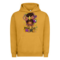 Mardi Gras Mama Afro Messy Bun Urban Hoodie | Teevron