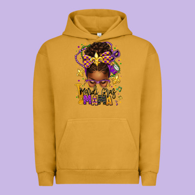 Mardi Gras Mama Afro Messy Bun Urban Hoodie Designed By Texasbilliewilder