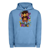 Pigment Pebble Blue mardi gras mama afro messy bun Urban Hoodie - texasbilliewilder